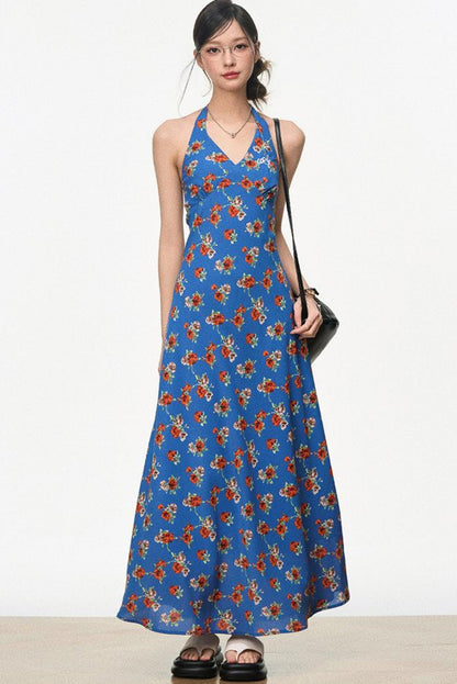 Halter Floral Slim Fit Dress Set-Up