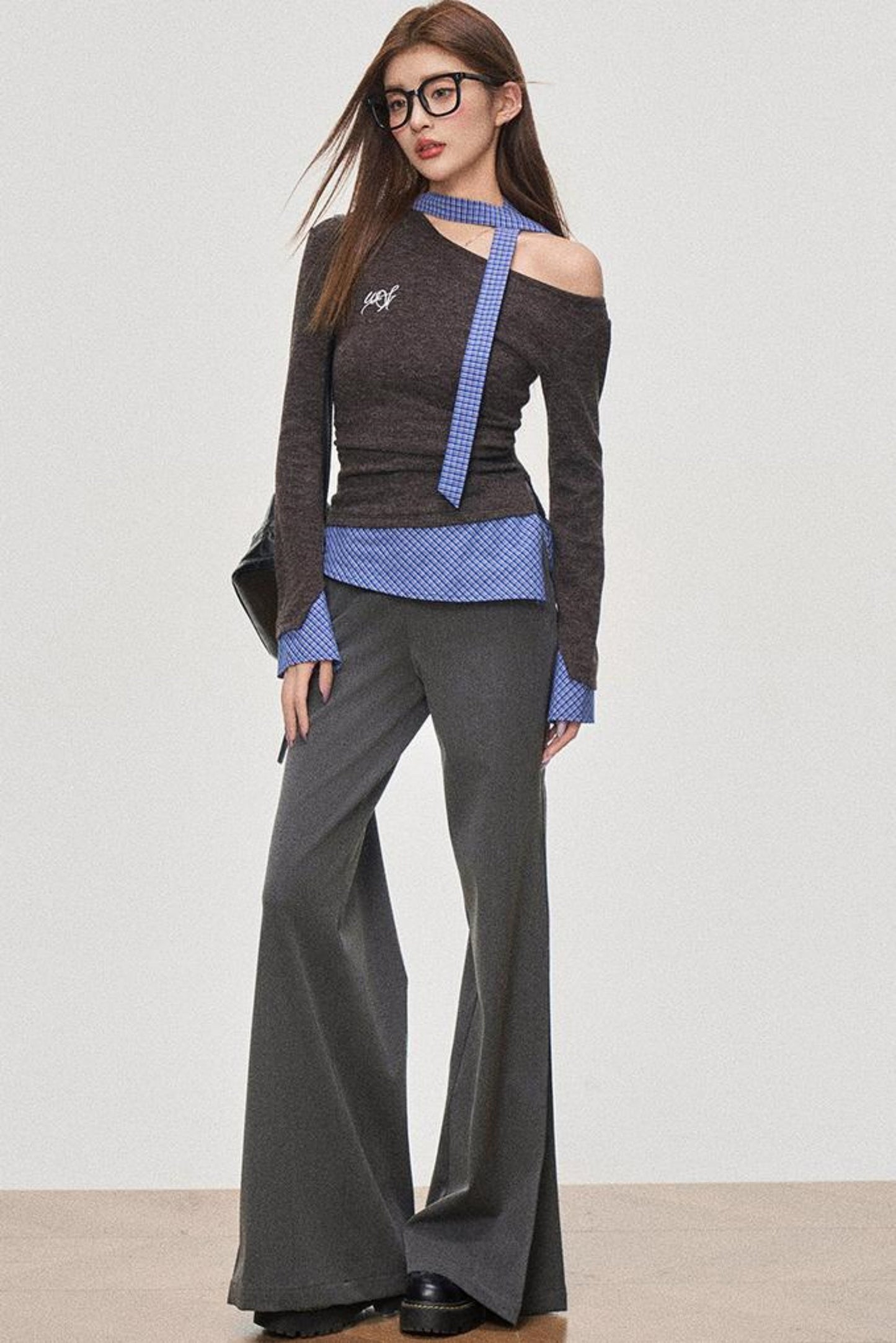 Color Block Slant Shoulder Tee