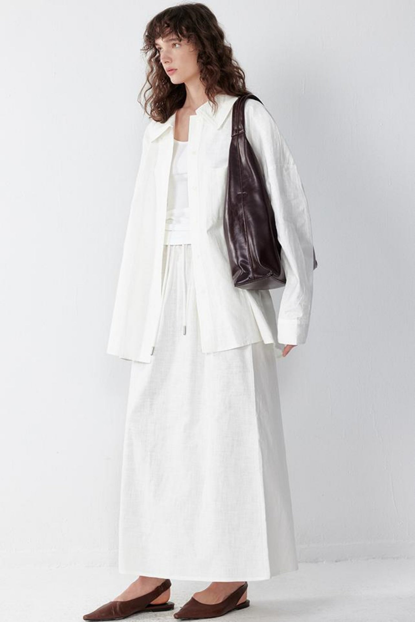 Ramie Layered Long Sleeve Shirt Set-Up