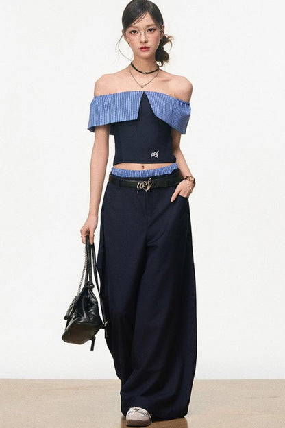 One-Shoulder Top & Wide-Leg Pants Set-Up