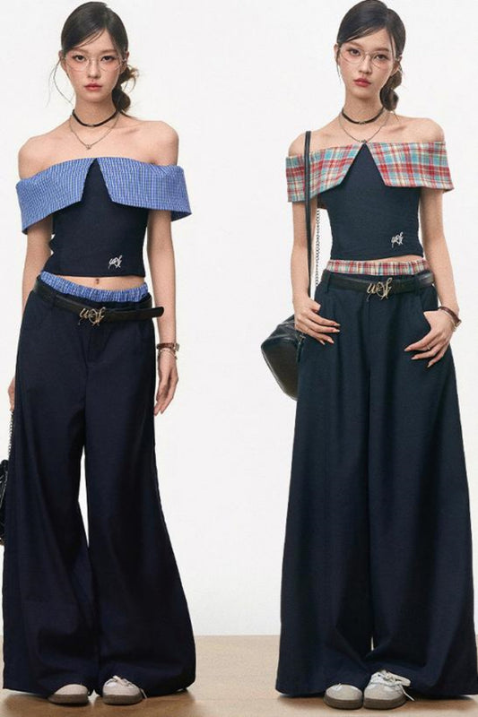 One-Shoulder Top & Wide-Leg Pants Set-Up