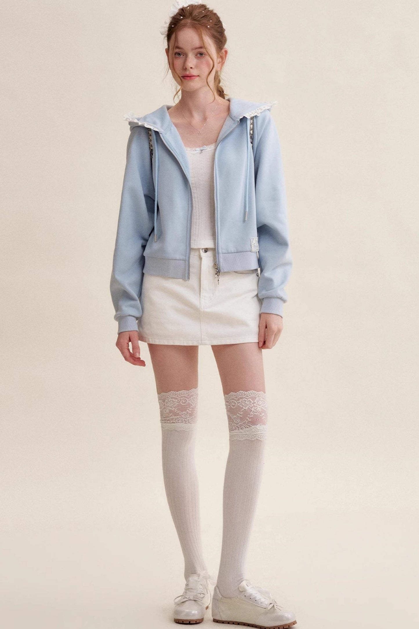 Bow Patch Denim Halter Skirt