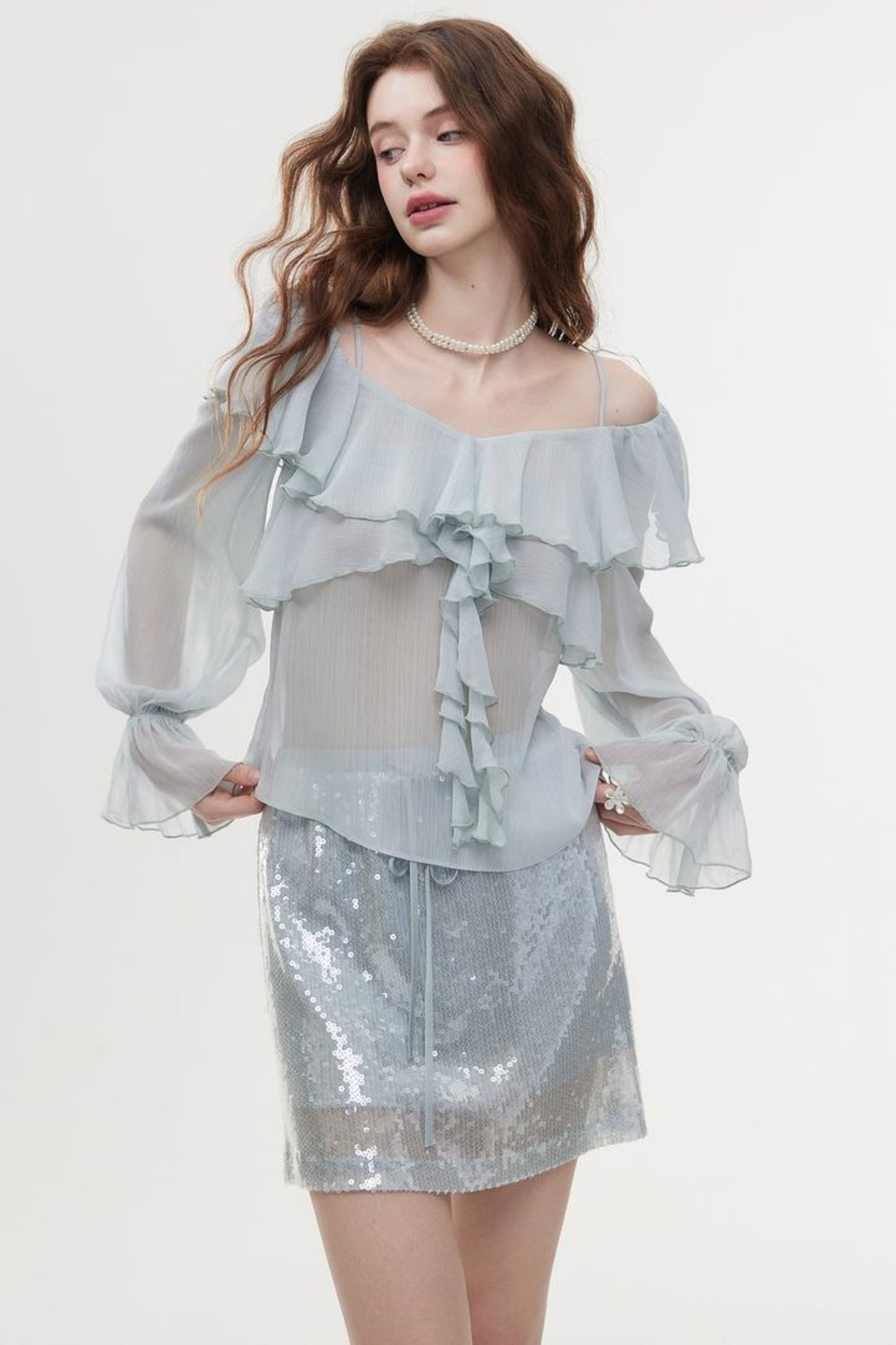 High-Waist Sequin A-Line Skirt