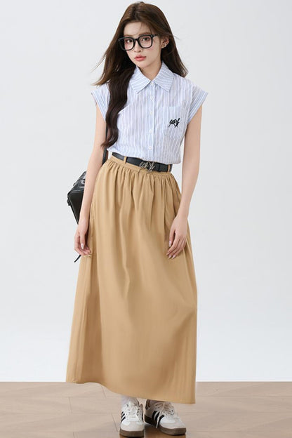 Summer Khaki A-Line Skirt