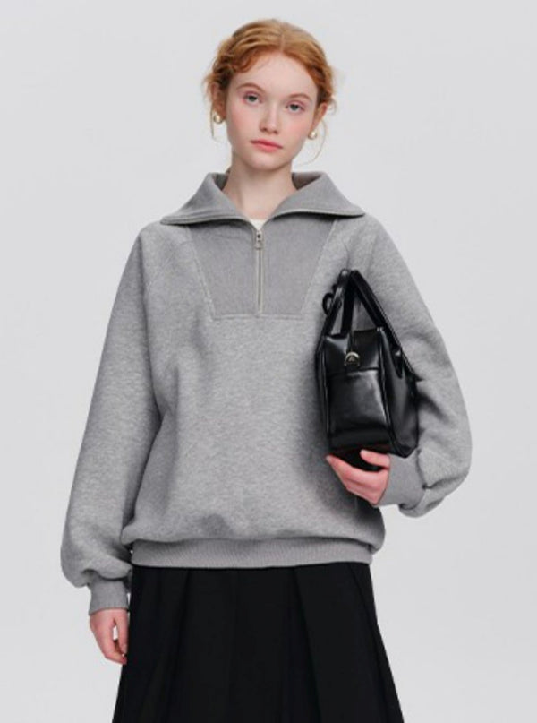 Zipper small figure oversize Korean top