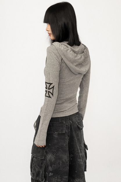 레트로 후드 블랙 탑