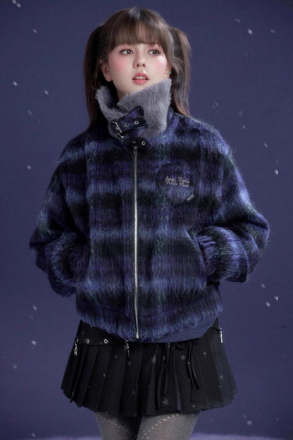 Plaid Woolen Winter Coat