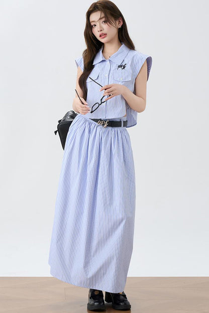 Summer Chic Pleated Skirt Set-Up