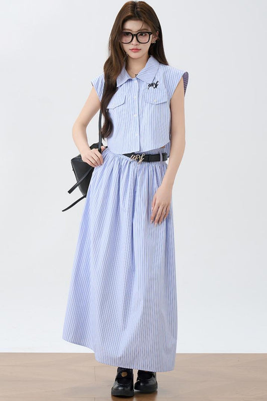 Summer Chic Pleated Skirt Set-Up