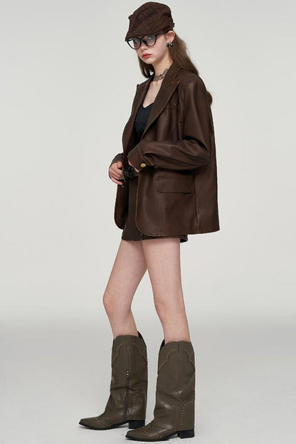 European Oversized Leather Jacket Set-Up