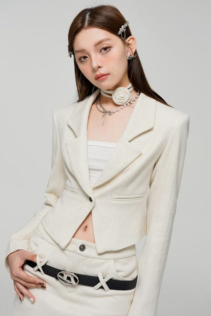 Elegant Short Blazer Skirt Set-Up