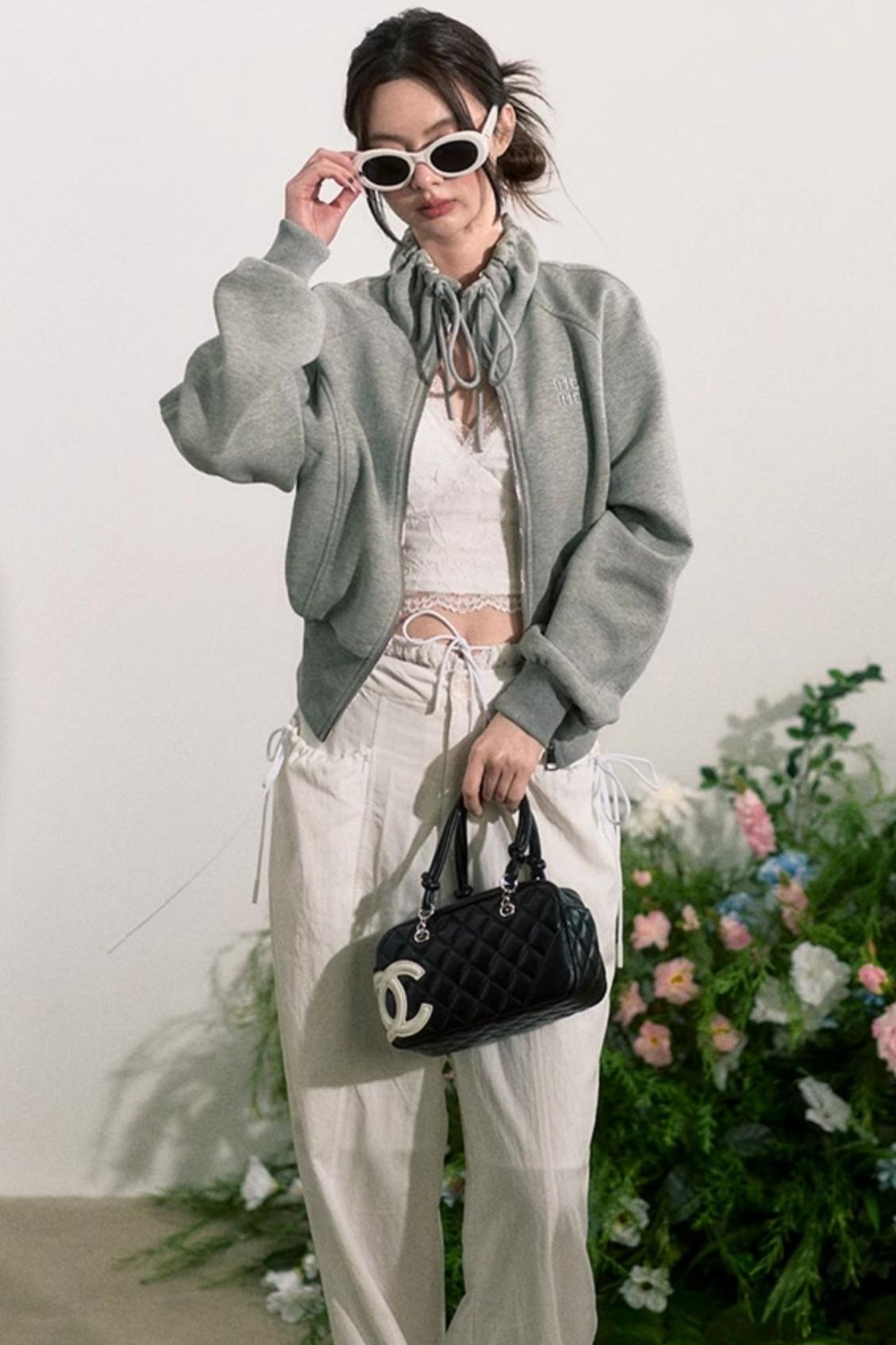 Lace-Trim Wide-Leg Pants