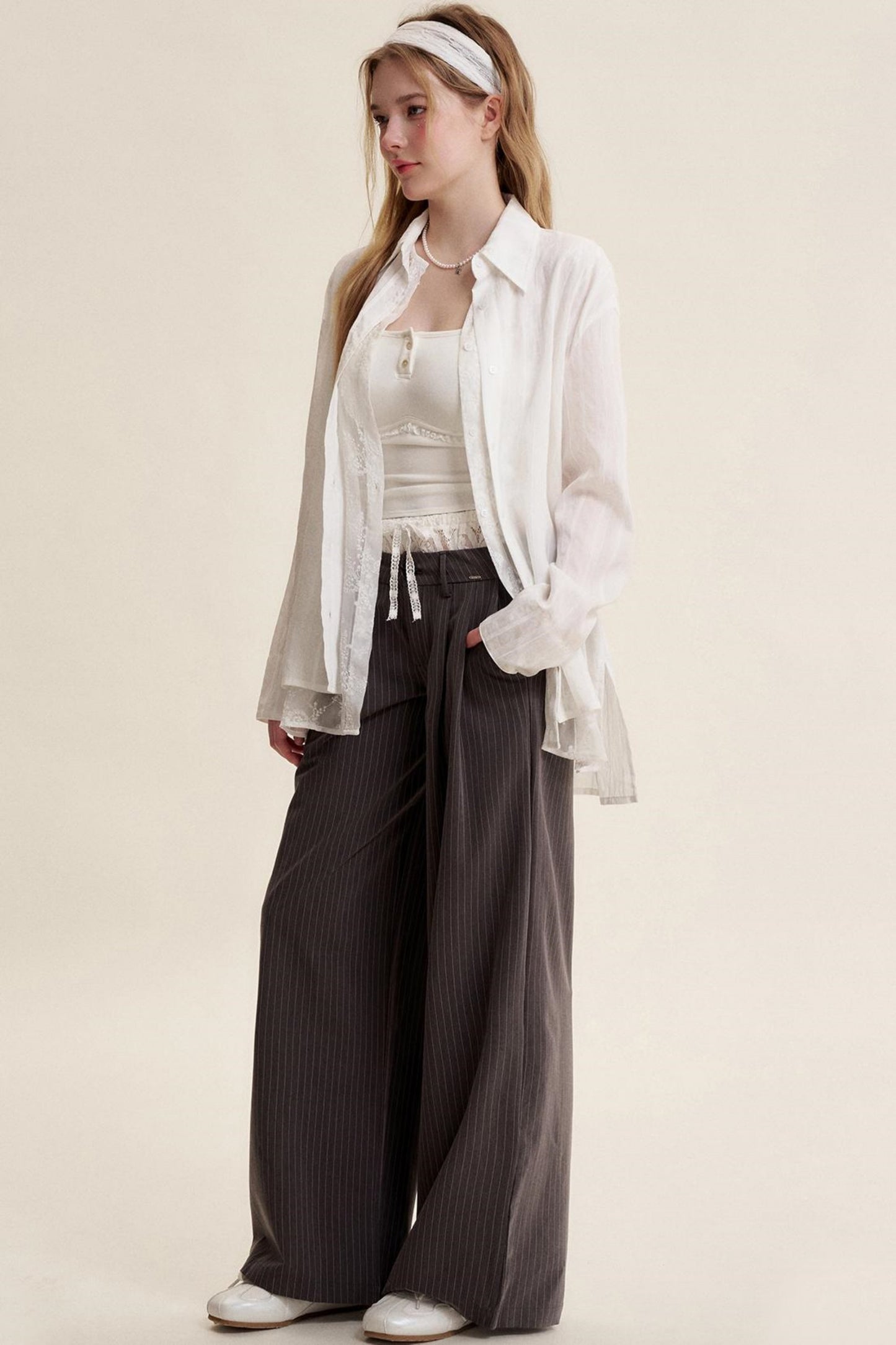 Elegant Lace Trim Pants