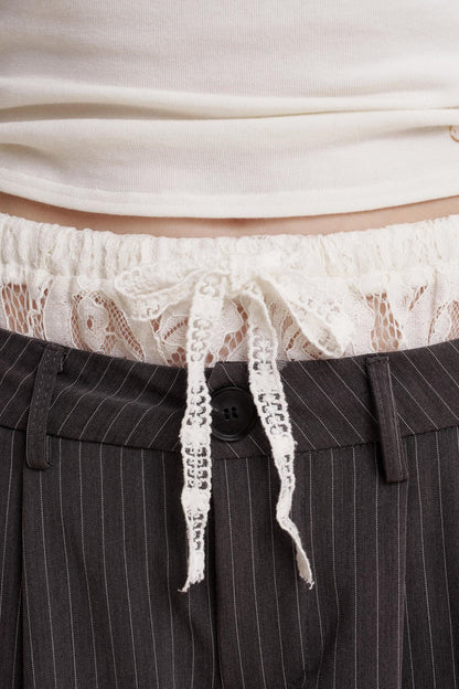 Elegant Lace Trim Pants