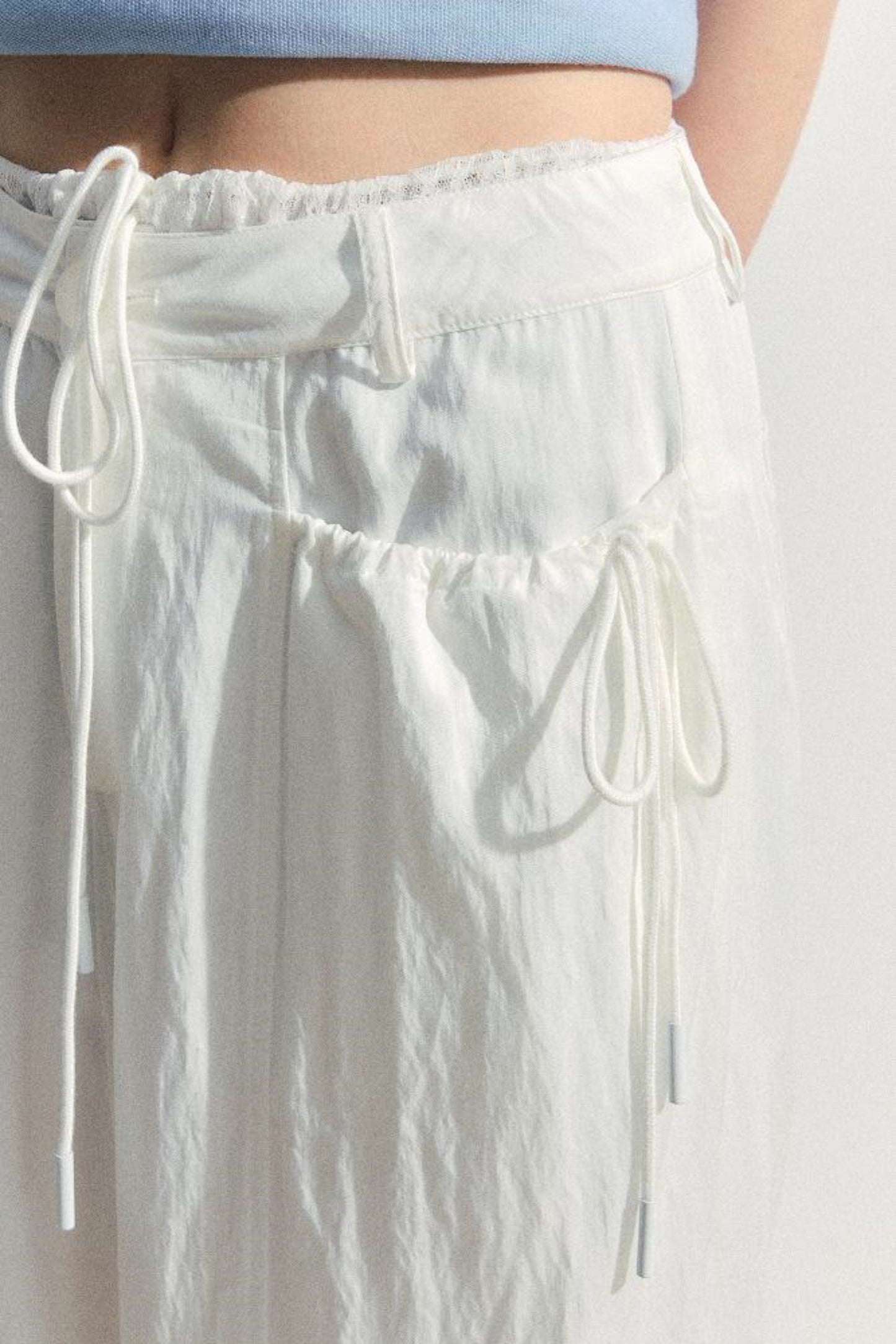 Lace-Trim Wide-Leg Pants