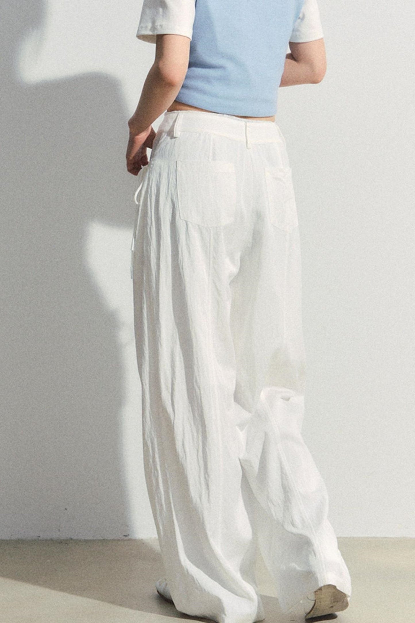 Lace-Trim Wide-Leg Pants