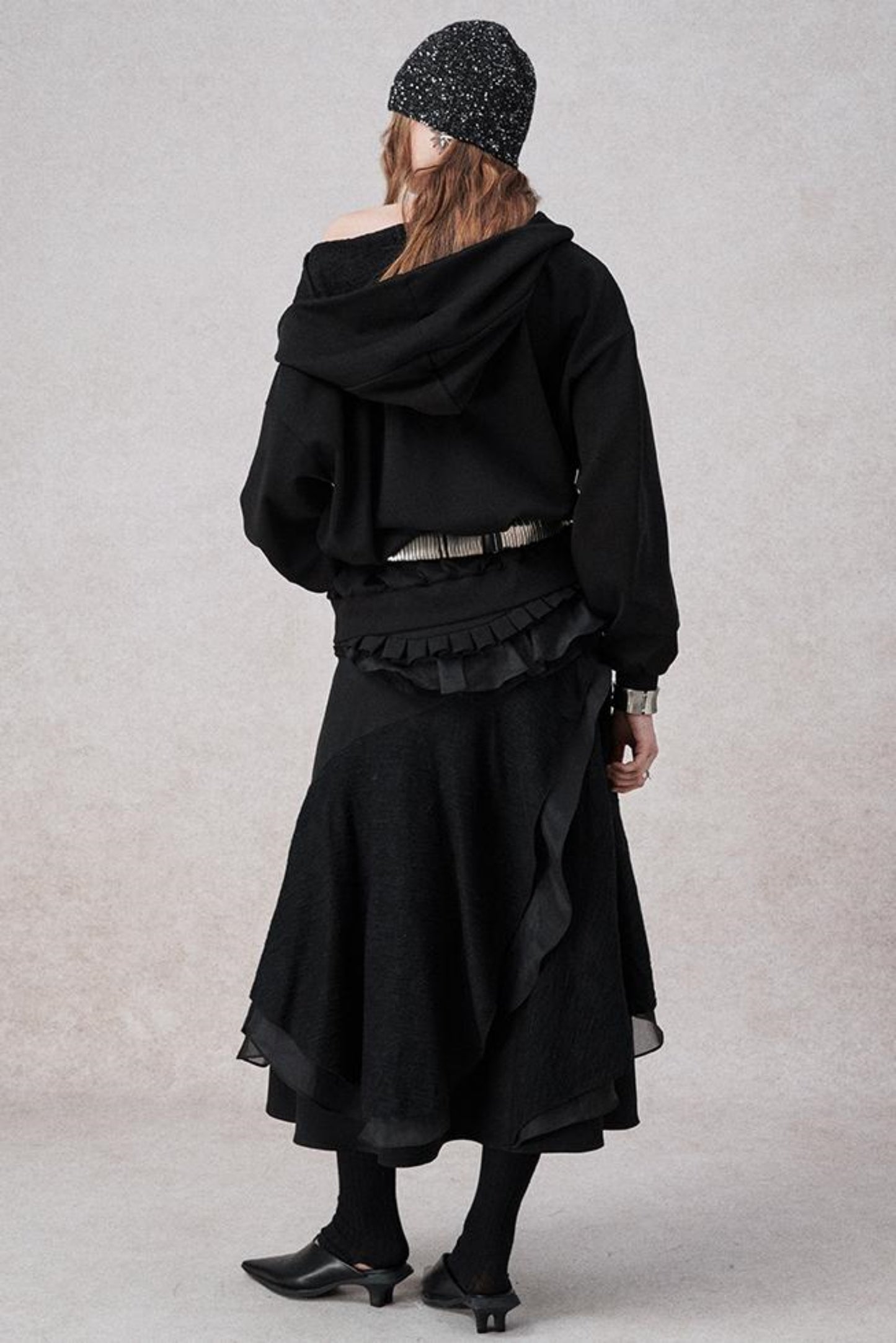 Weißer Wollspitzen asymmetrischer Rock 