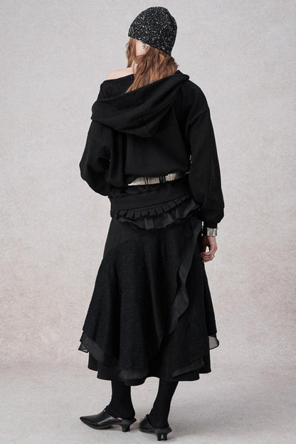 Weißer Wollspitzen asymmetrischer Rock 