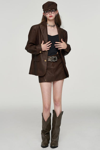 European Oversized Leather Jacket Set-Up
