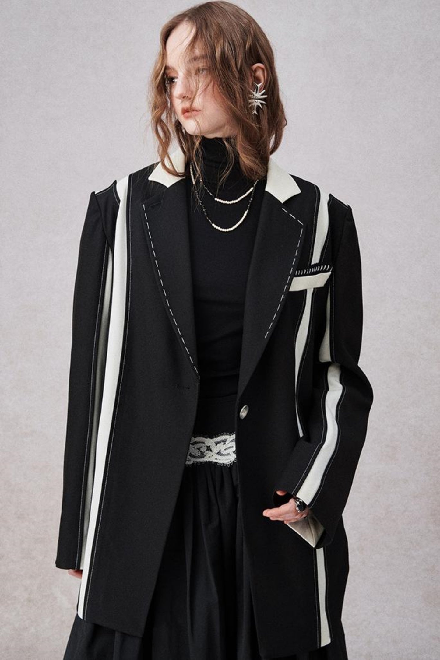 Retro eleganter H-Linien Blazerjacke 