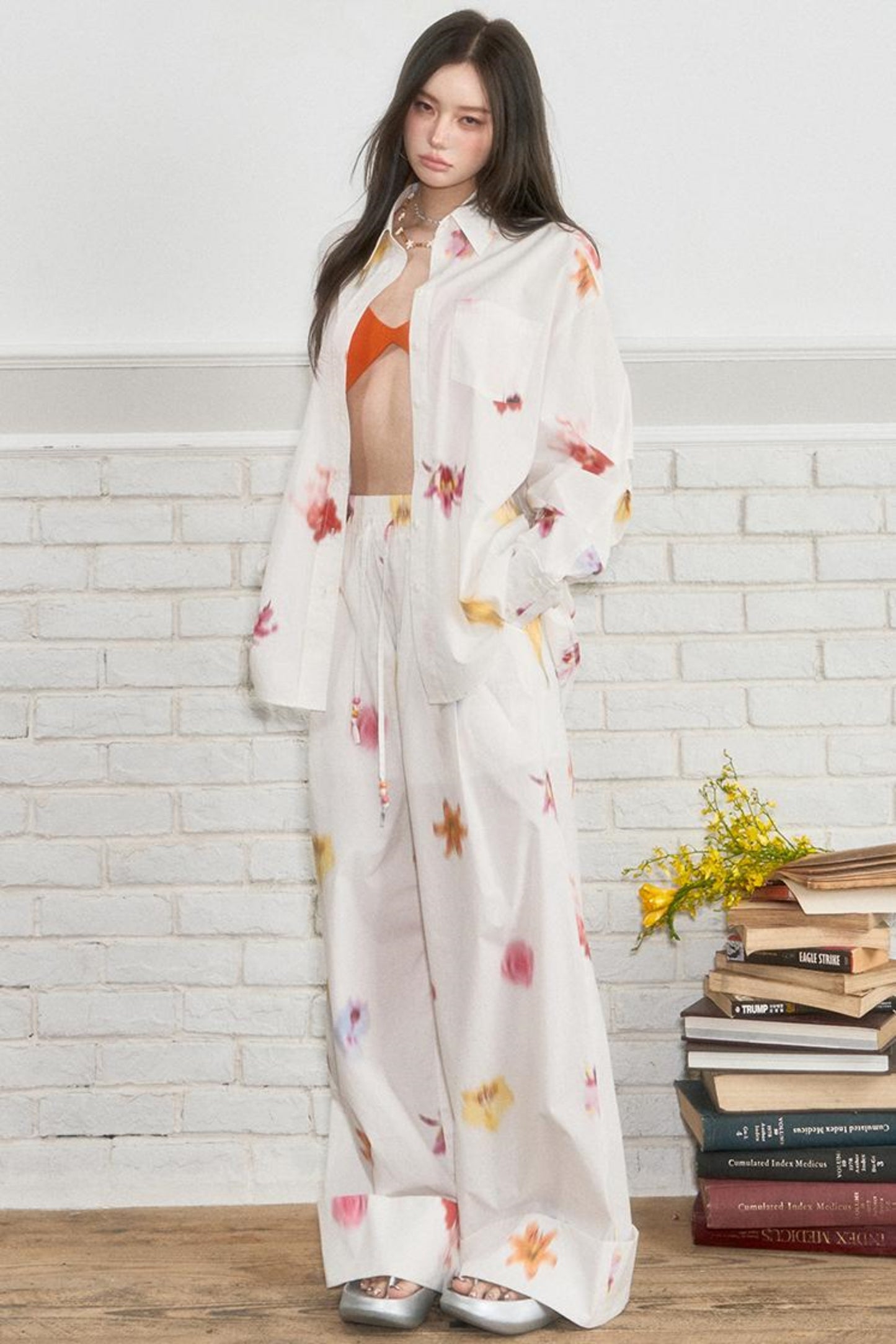 Design Flower Casual Pants