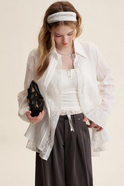 Elegant Lace Trim Pants