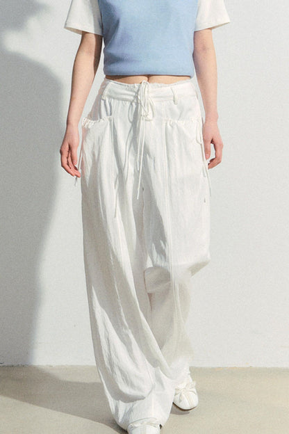 Lace-Trim Wide-Leg Pants