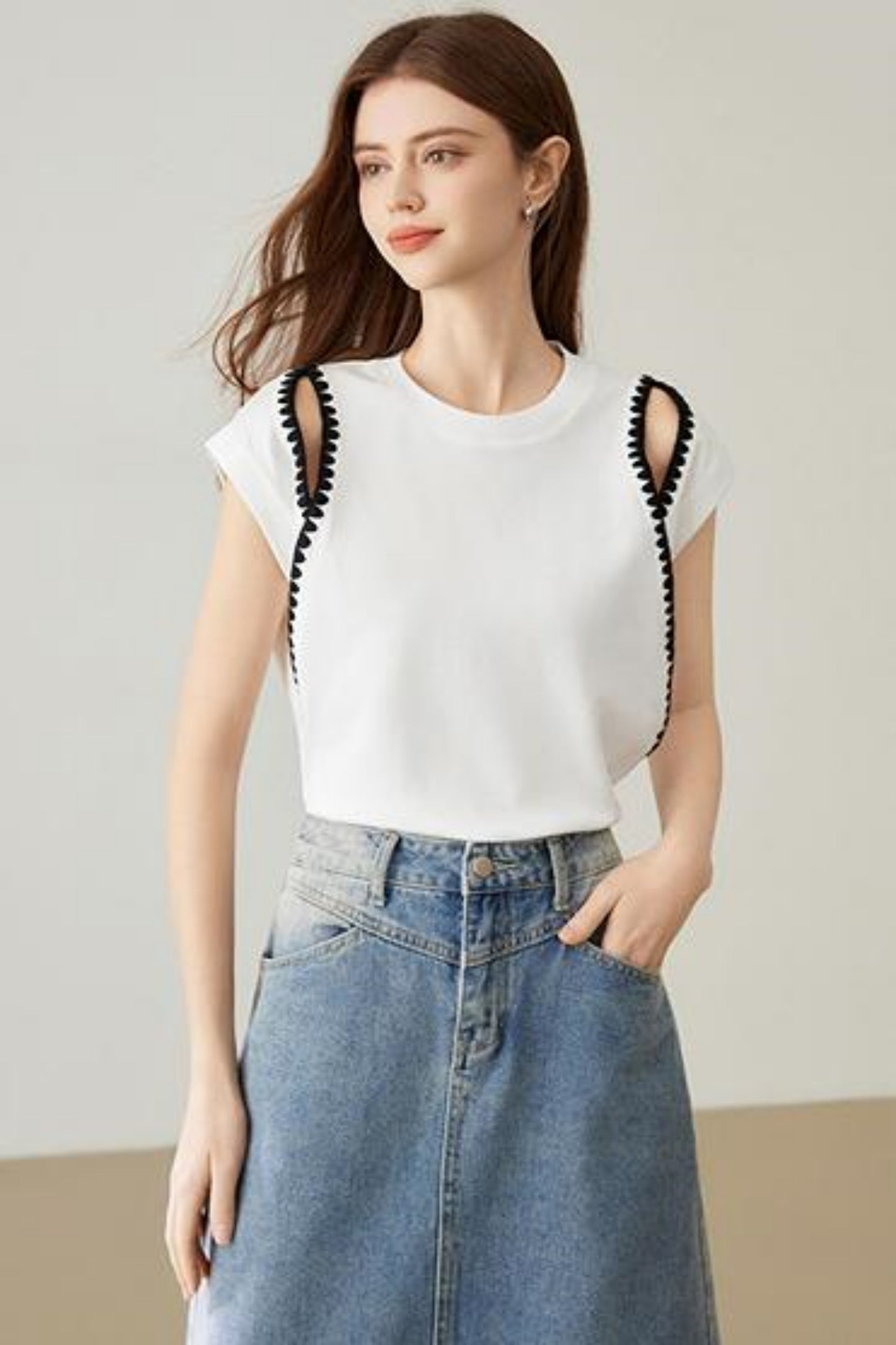 Elegant Covered Shoulder Short Sleeve Top