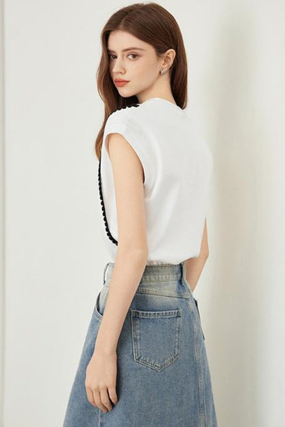 Elegant Covered Shoulder Short Sleeve Top