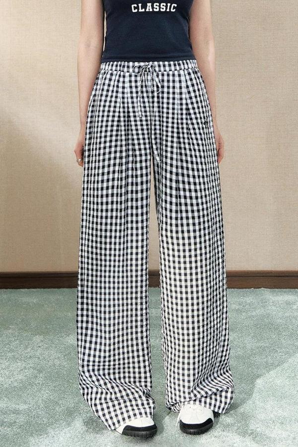 Casual Wide Check Pants