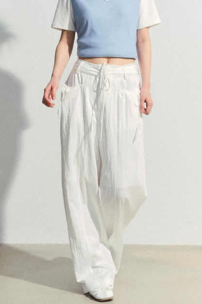 Lace-Trim Wide-Leg Pants