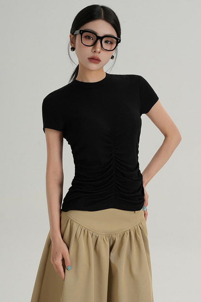 Slim Fit Wrinkle Design T-Shirt