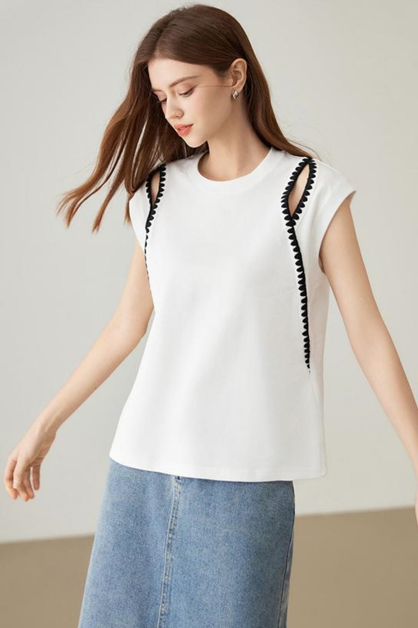 Elegant Covered Shoulder Short Sleeve Top