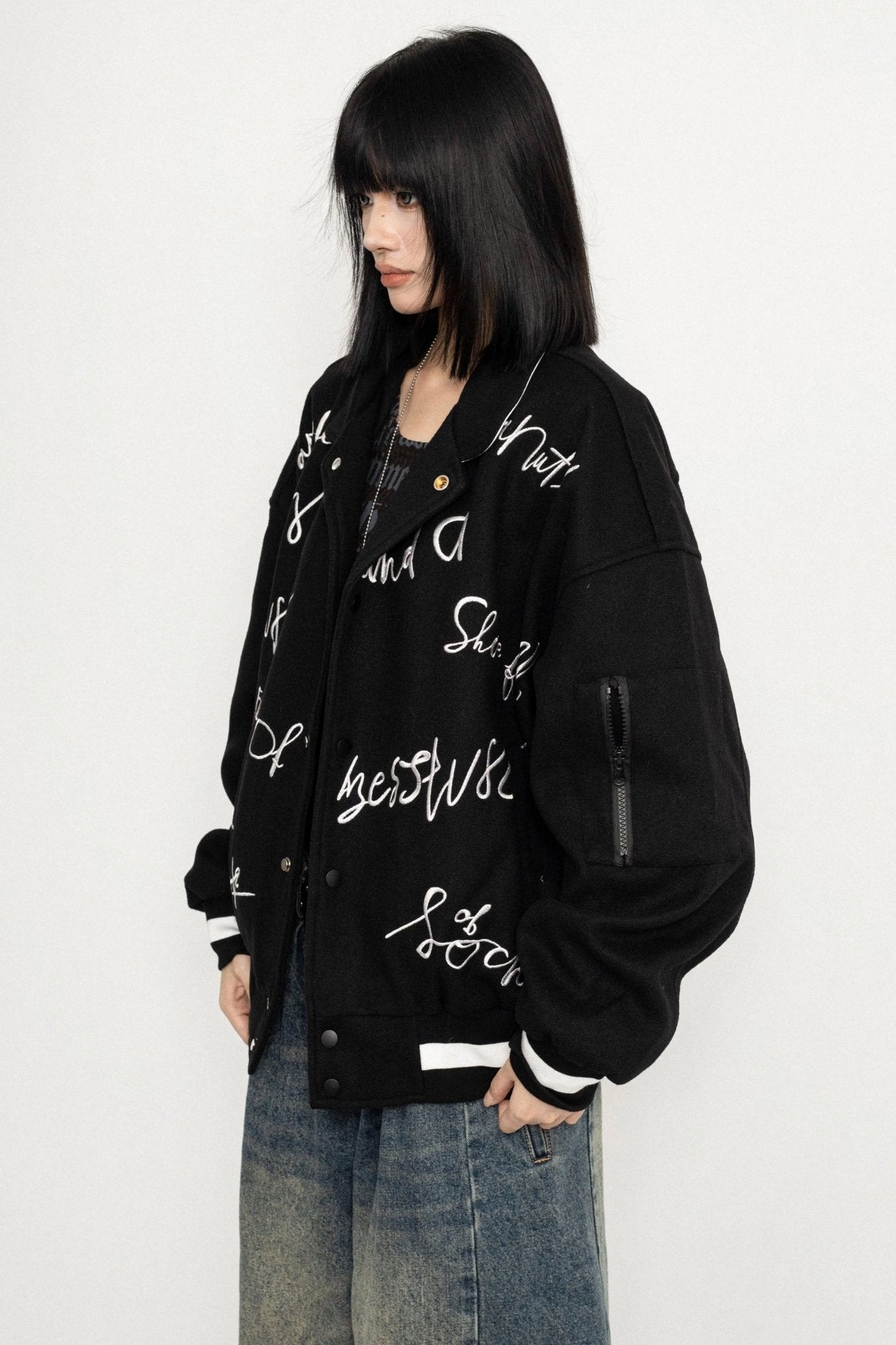 OCTTFLAB Herbst/Winter Neues Alphabet Print Süßes Cooles Baseball Jersey Jacke Lose und Schlank Vielseitiges Top Damen Trend