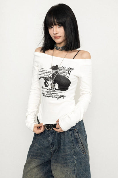 Retro ONE-SHOULDER CROPPED TOP