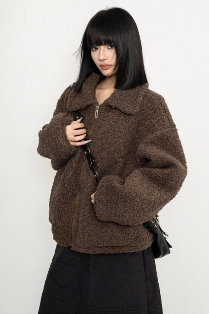 MAILLARD BROWN LAMBSWOOL COAT