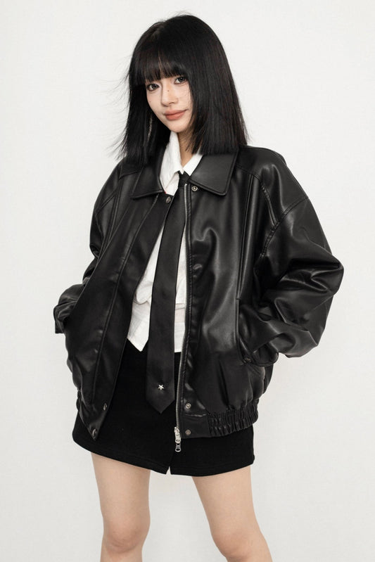 American Retro Style Sweet Cool Leather Jacket