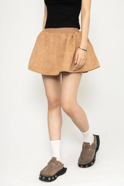 REVERSIBLE IMITATION BUCKSKIN VELVET SKIRT