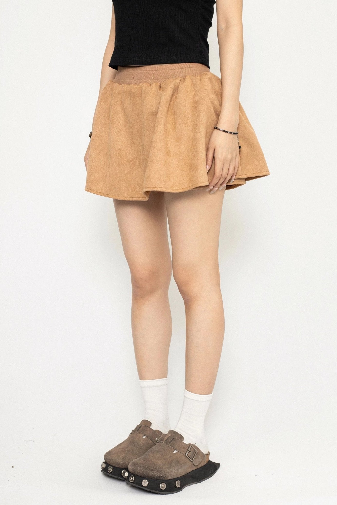 REVERSIBLE IMITATION BUCKSKIN VELVET SKIRT