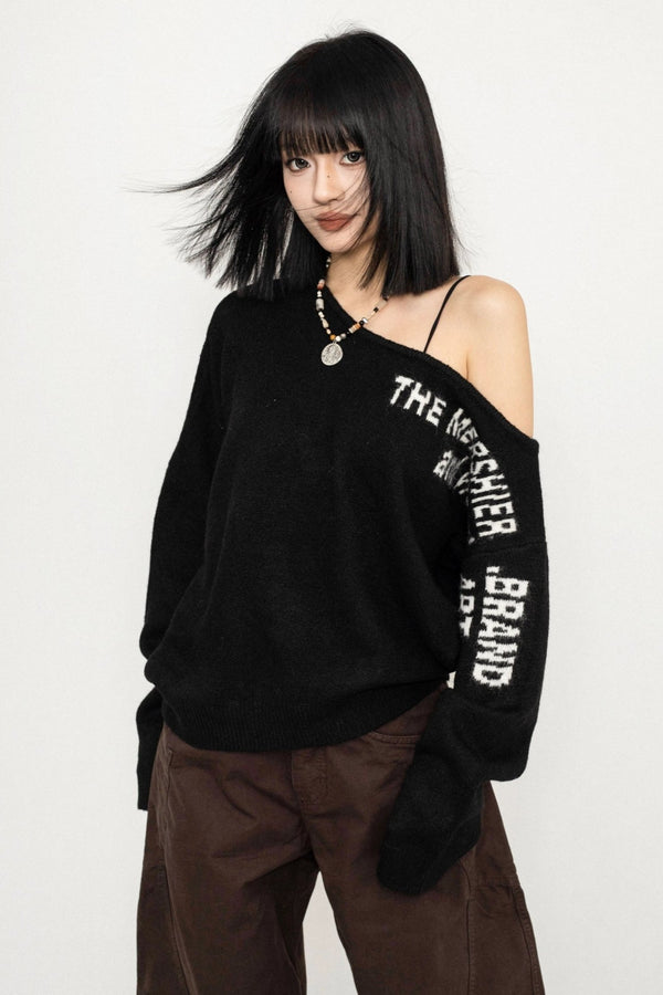 American Retro Lazy Off-Shoulder Top