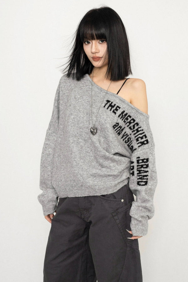 American Retro Lazy Off-Shoulder Top