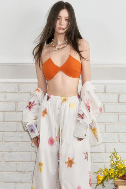 Design Flower Casual Pants