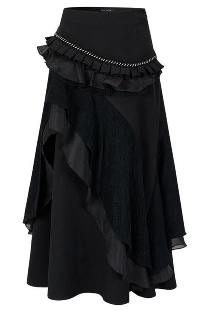 Weißer Wollspitzen asymmetrischer Rock 