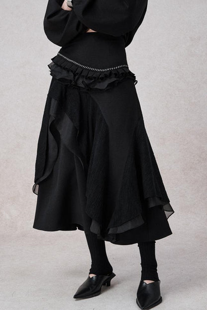 Weißer Wollspitzen asymmetrischer Rock 