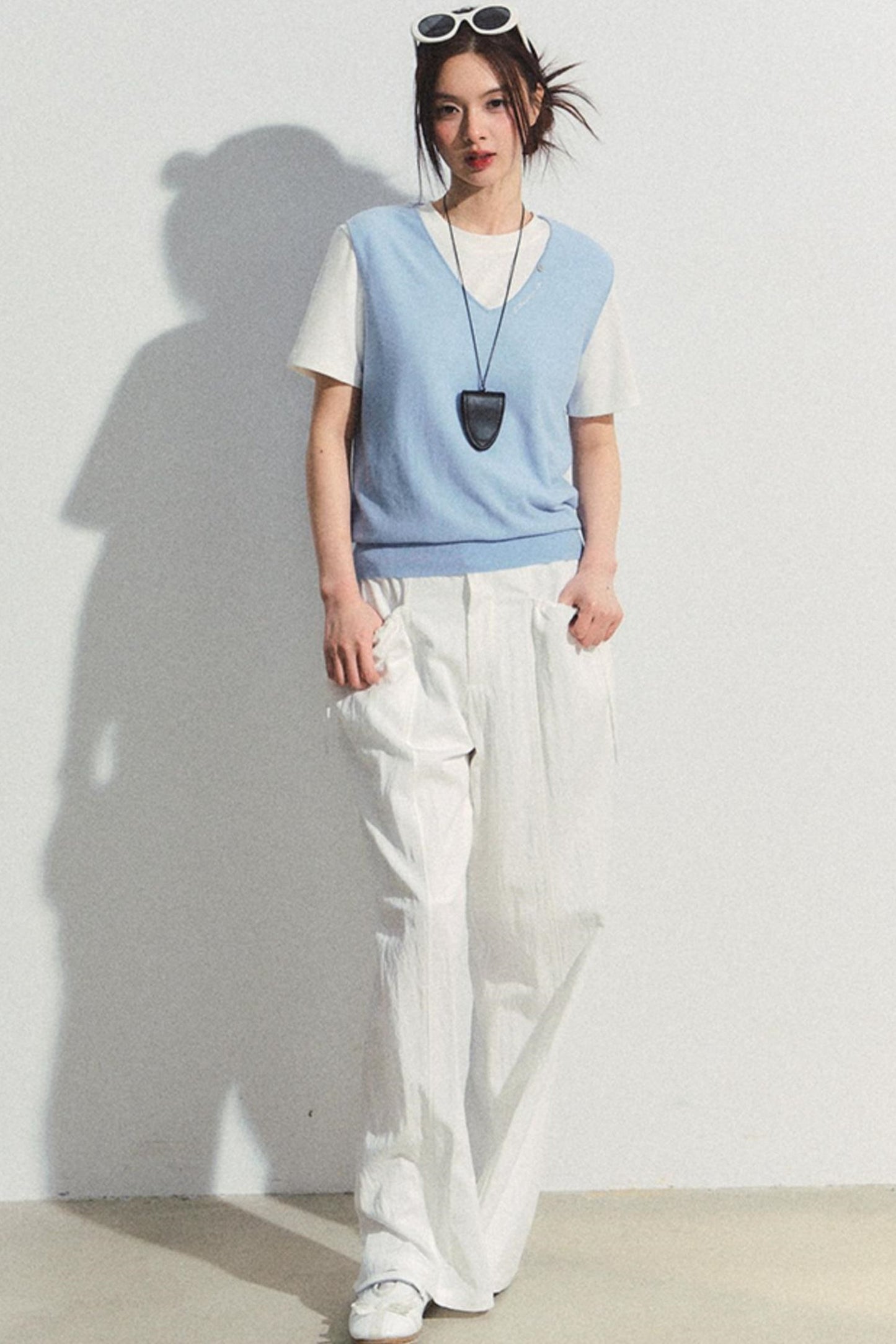 Lace-Trim Wide-Leg Pants