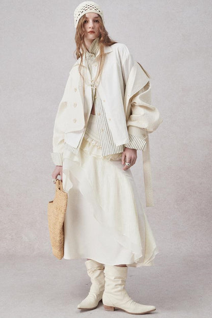 Weißer Wollspitzen asymmetrischer Rock 