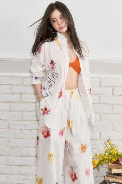 Design Flower Casual Pants