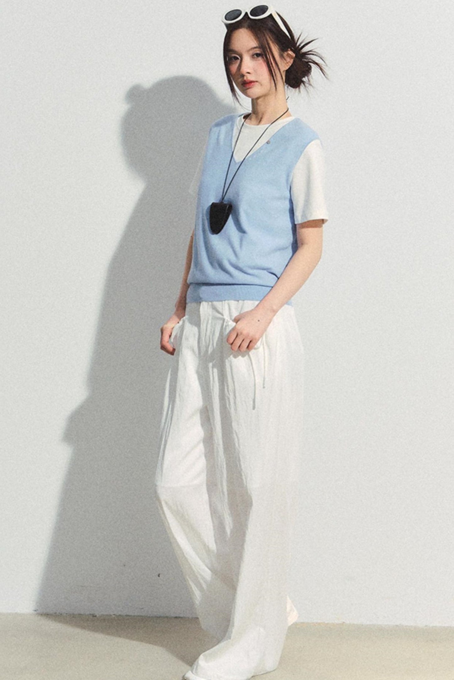 Lace-Trim Wide-Leg Pants