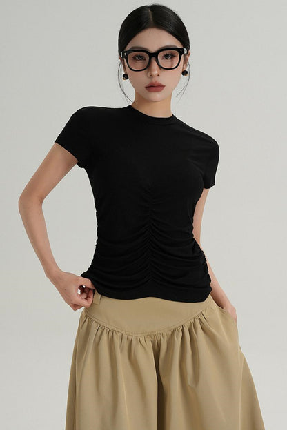 Slim Fit Wrinkle Design T-Shirt