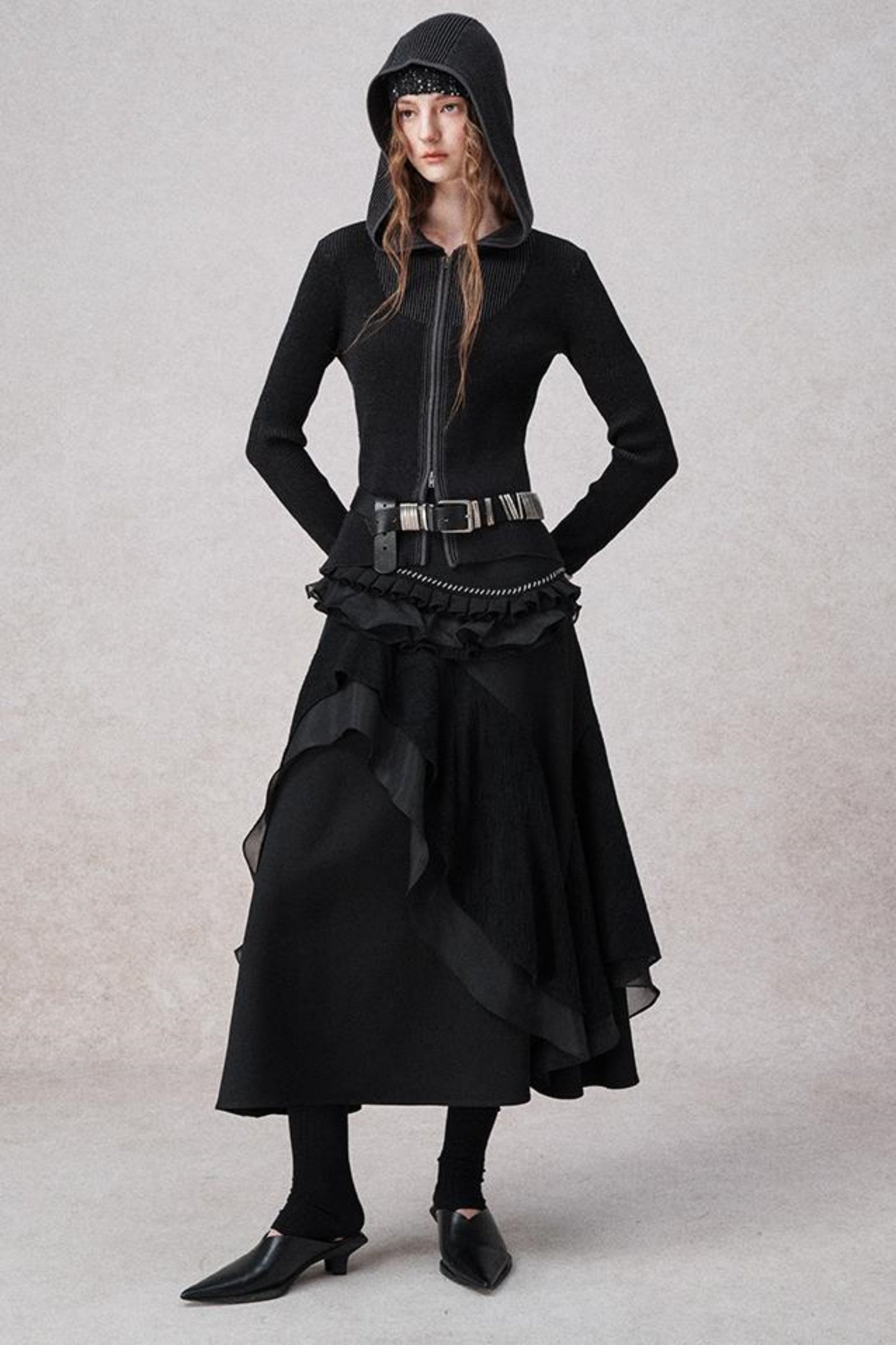 Weißer Wollspitzen asymmetrischer Rock 